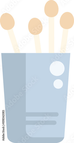 Enoki mushrooms are growing in a blue container, isolated on a white background