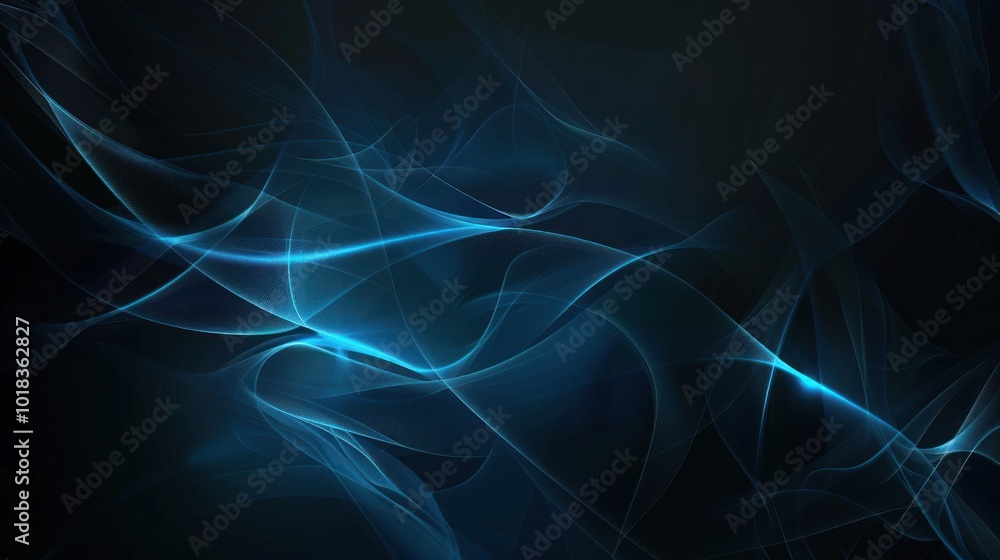 Abstract Blue Waves on Black Background Abstract Blue Waves on Black Background