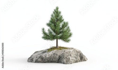 Isolated tiny spruce tree on white backgrund