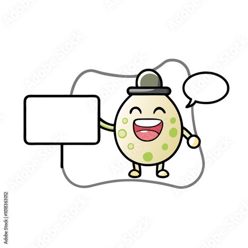 Spotted egg cartoon illustration doing a presentation, cute style (6)