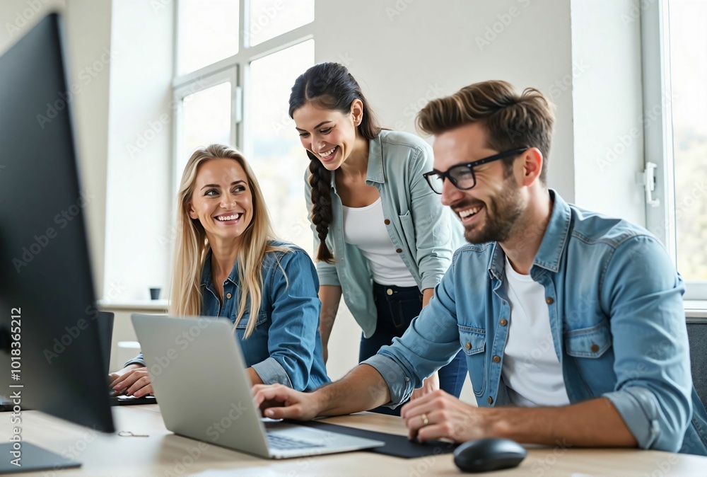 Collaboration and Smiling Business Team in the Office - A Fun and Productive Workplace Environment Collaboration and Smiling Business Team in the Office - A Fun and Productive Workplace Environment