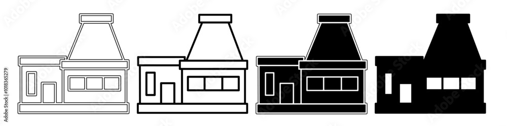 Factory icon illustration collection. Black and white design icon for business. Stock vector. Factory icon illustration collection. Black and white design icon for business. Stock vector.