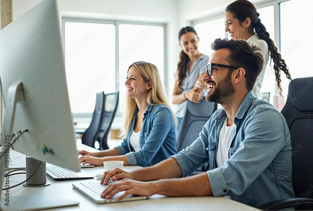 Collaboration and Smiling Business Team in the Office - A Fun and Productive Workplace Environment