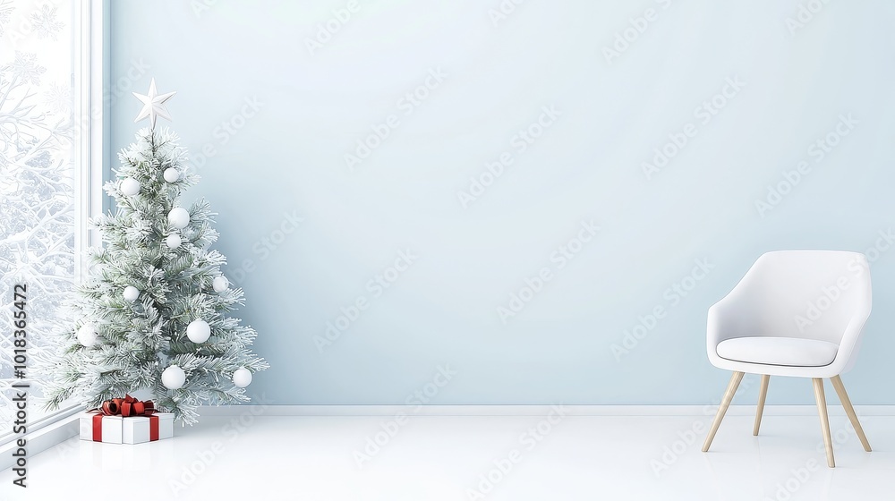 Fototapeta premium Modern Stylish Christmas Decor in Bright Home Setting