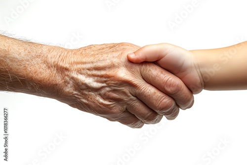 An old and a young hand holding each other