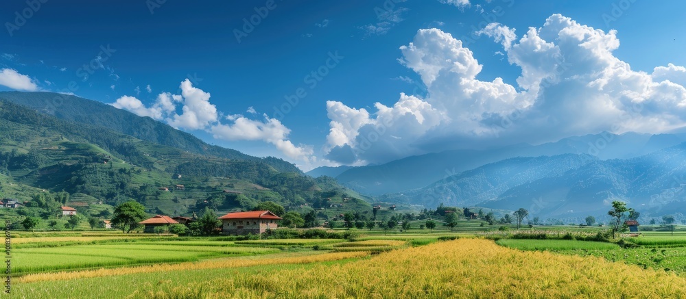 Rural Landscape with Agricultural Field and Clear Blue Sky Rural Landscape with Agricultural Field and Clear Blue Sky