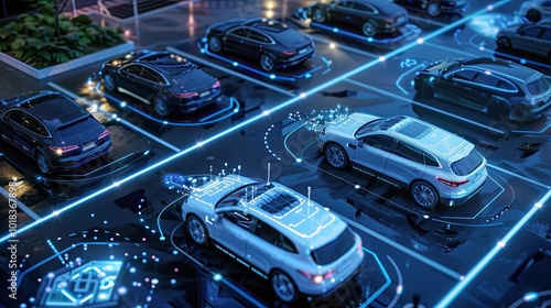 Advanced smart parking system with autonomous vehicles parking themselves photo