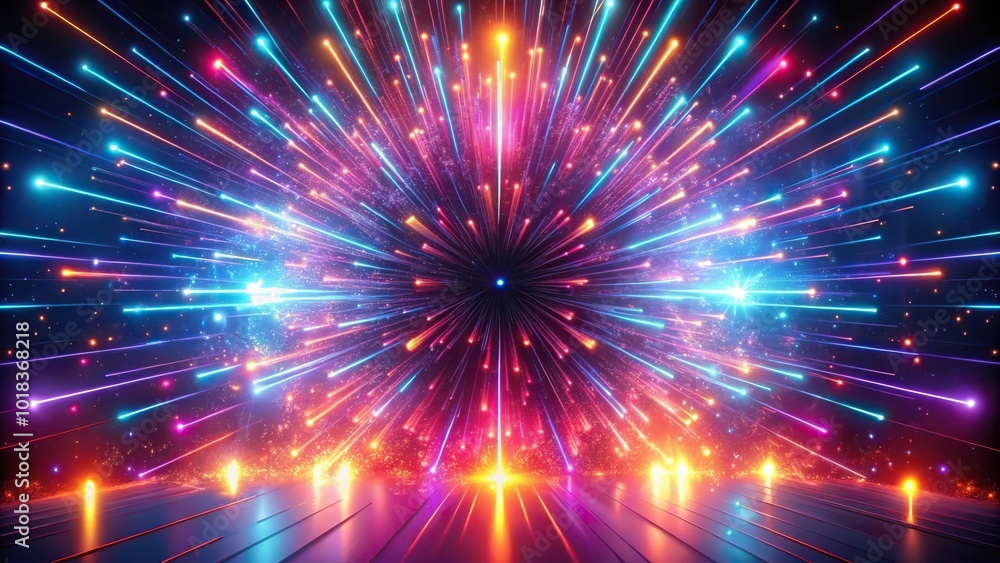 Neon explosions illuminating dark abstract formations Neon explosions illuminating dark abstract formations