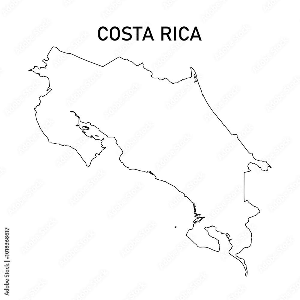 Simple outline map of Costa Rica. map vector Stock Vector | Adobe Stock