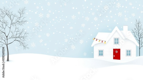 Cozy Christmas Cabin in Snowy Winter Landscape