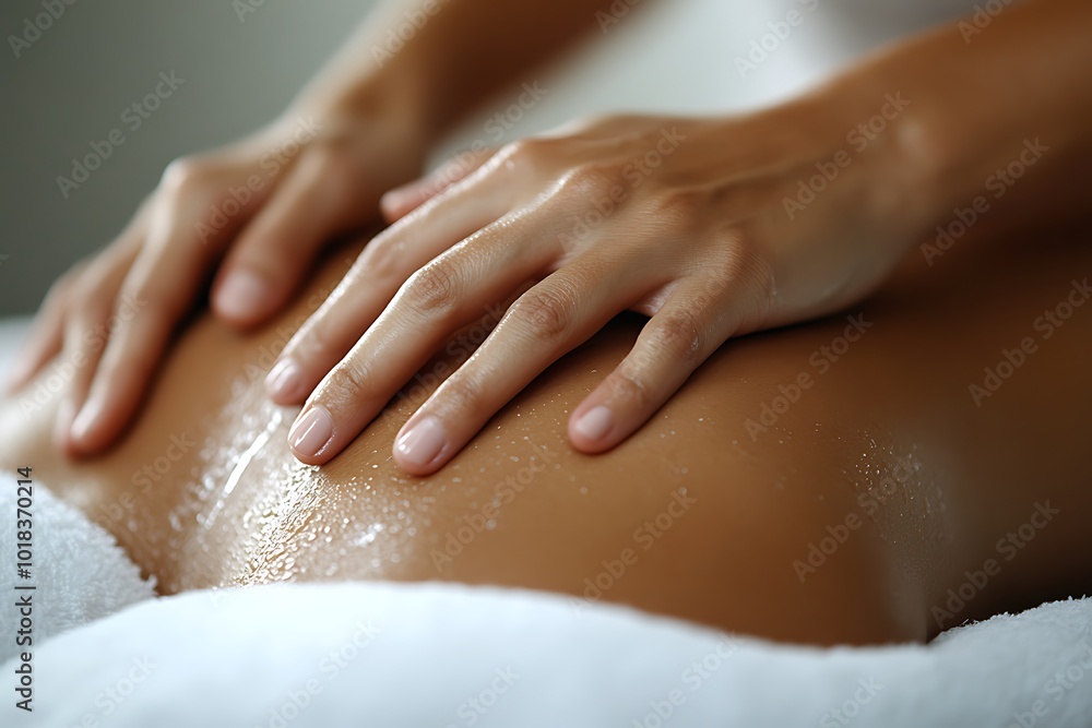 Woman receiving back massage at spa Woman receiving back massage at spa