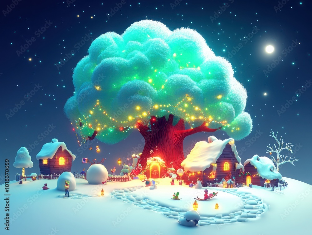 The Enchanted Snowfall of Winterhaven | A magical realism novel cover showcasing a charming village blanketed in snow The Enchanted Snowfall of Winterhaven | A magical realism novel cover showcasing a charming village blanketed in snow