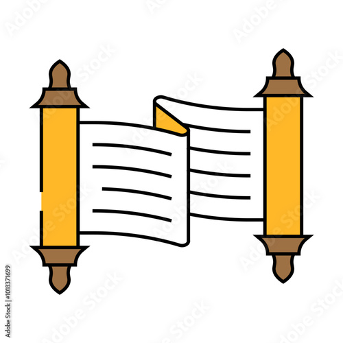 torah scroll jewish line icon vector. torah scroll jewish sign. isolated symbol illustration