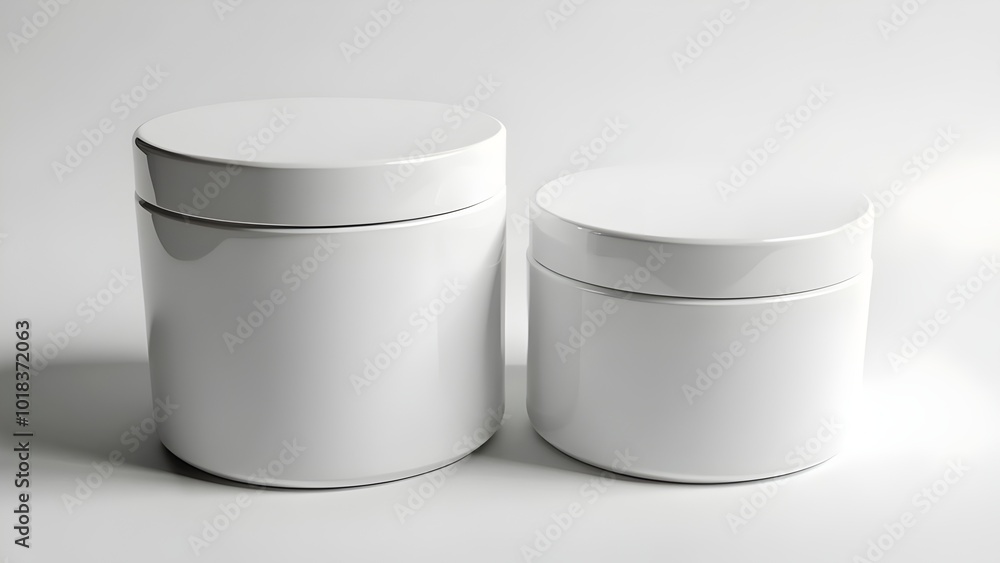Two big and small Cosmetic jars with blank white space mockup beauty products Two big and small Cosmetic jars with blank white space mockup beauty products