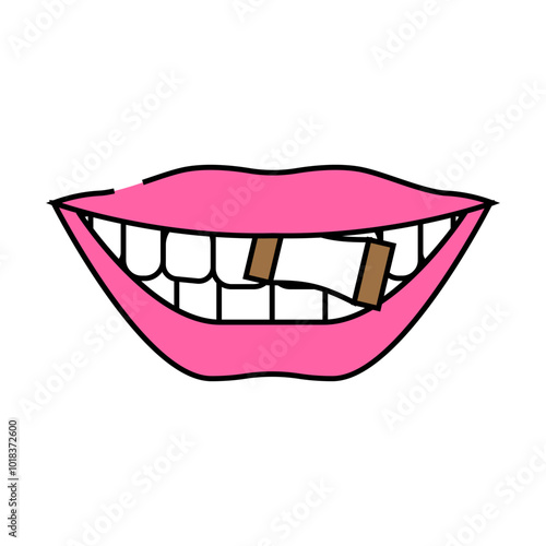 snus nicotine mouth line icon vector. snus nicotine mouth sign. isolated symbol illustration