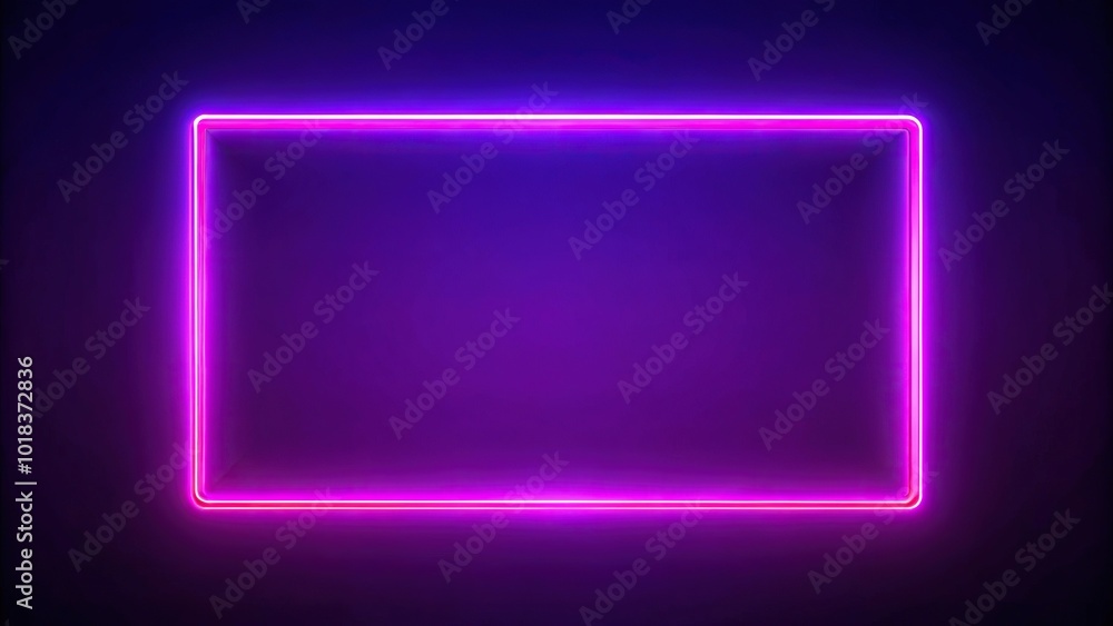 Neon rectangle on a dark purple background Close-Up Neon rectangle on a dark purple background Close-Up