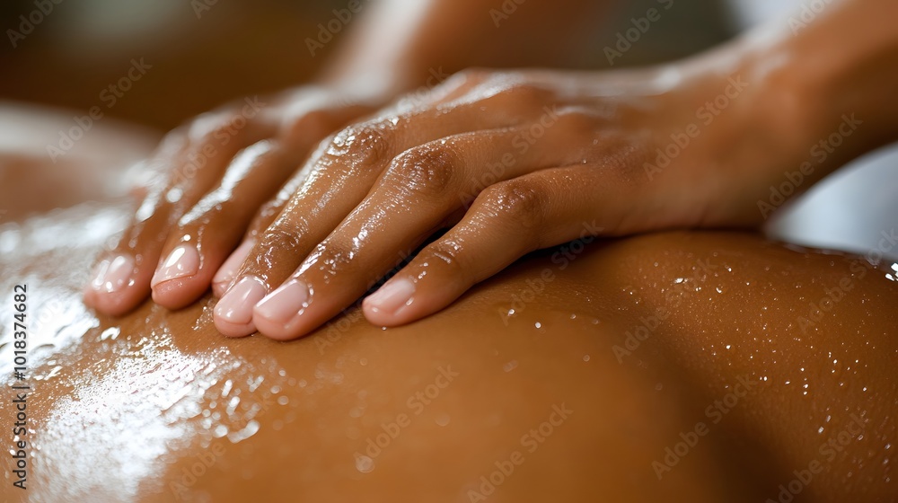 Fototapeta premium Client receiving a deep tissue massage from a physiotherapist in a clean, modern wellness center