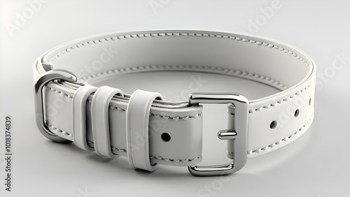 White leather band for mockup on white background collar belt for dogs or cats