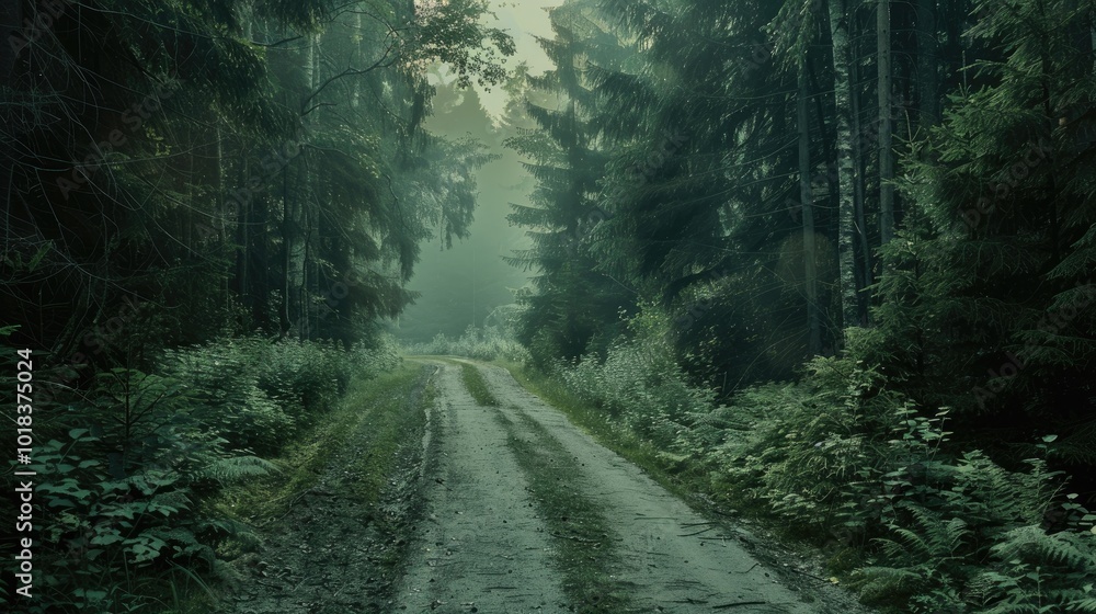 Fototapeta premium Pathway Through Lush Woodlands