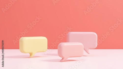 Colorful Speech Bubbles Arranged on a Pastel Background in a Modern Style