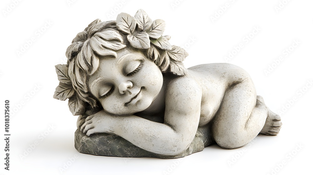 Sleeping Angel Statue Garden Decor White Stone Figurine Sleeping Angel Statue Garden Decor White Stone Figurine
