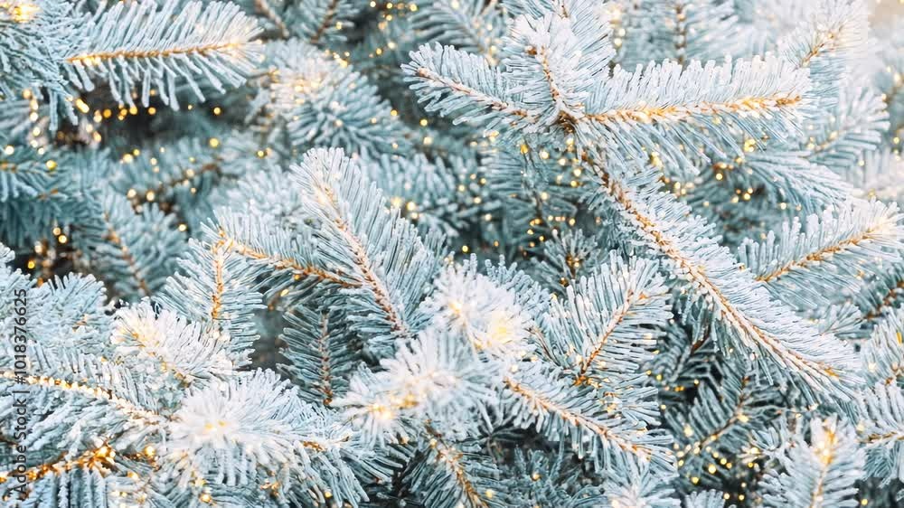 A close-up Christmas tree branches adorned. Snowy frozen spruce branches. warm and festive atmosphere. Fir tree covered with snow in winter wonderland. Holiday natural background, pattern, A close-up Christmas tree branches adorned. Snowy frozen spruce branches. warm and festive atmosphere. Fir tree covered with snow in winter wonderland. Holiday natural background, pattern,