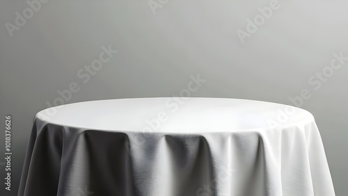 White tablecloth on a circular table mockup for table pattern design elegant luxury look on white background