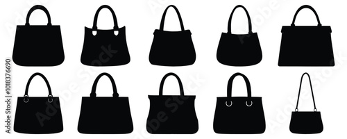 Bag silhouette set vector design big pack of accessory illustration and icon