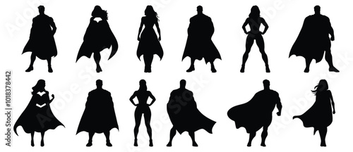 Superhero silhouette set vector design big pack of hero illustration and icon