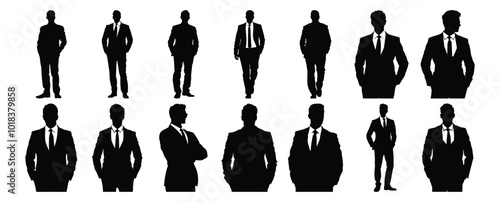 Businessman silhouettes set, man pack of vector silhouette design, isolated background