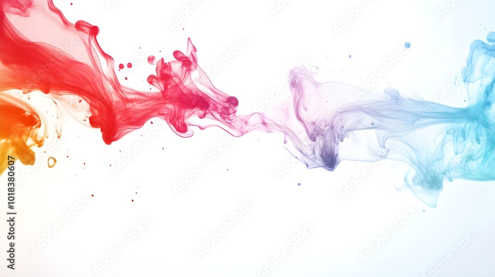 Abstract Colorful Ink Swirls in Water White Background Abstract Colorful Ink Swirls in Water White Background