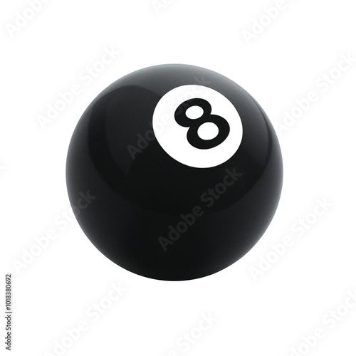 A black and white 8 ball representing the classic pool game ball  png background