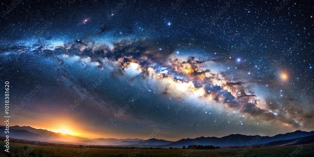 Night sky with Andromeda Galaxy and Milky Way visible Night sky with Andromeda Galaxy and Milky Way visible