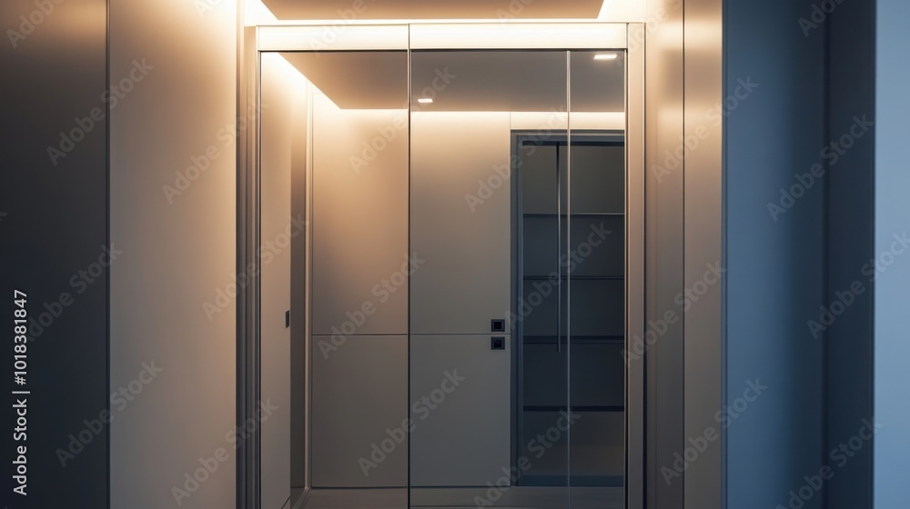 modern built-in wardrobe with mirrored sliding doors. modern built-in wardrobe with mirrored sliding doors.