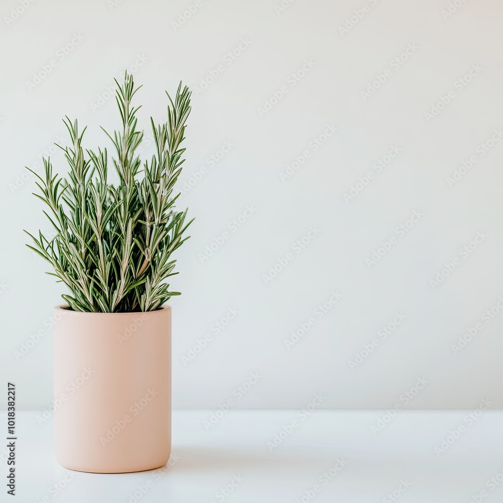 Fresh Green Plant in Minimalist Pot on Table Fresh Green Plant in Minimalist Pot on Table