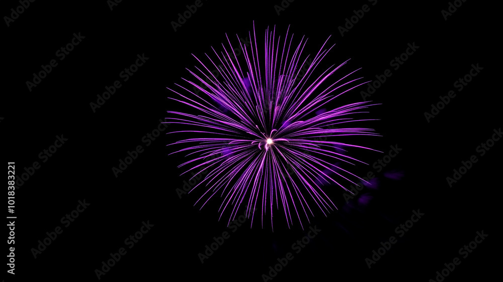 Vibrant purple fireworks burst illuminating the night sky during a festive celebration Vibrant purple fireworks burst illuminating the night sky during a festive celebration
