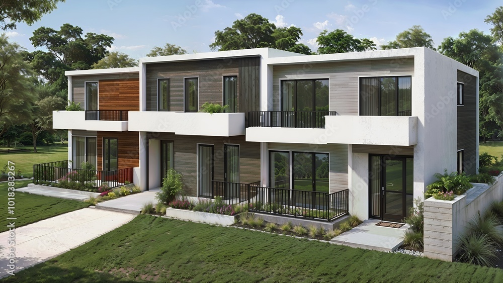 Modern Townhouses with Clean Lines and Expansive Windows Modern Townhouses with Clean Lines and Expansive Windows
