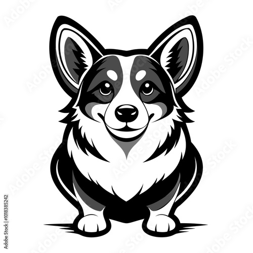 American corgi dog black silhouette transparent background, Dogs and puppies design vector illustration