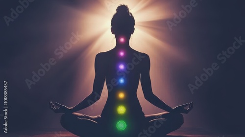 Concept of meditation and spiritual practice, highlighting chakra activation and mystical inspiration photo