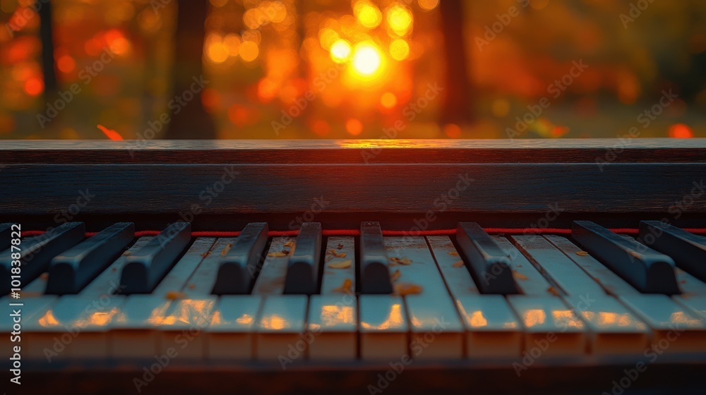 Piano Keys in the Glow of an Autumn Sunset Piano Keys in the Glow of an Autumn Sunset