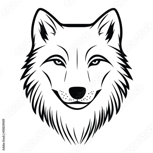 Fierce Wolf Head in Minimalist Line Art Bold and Majestic Animal Illustration for Logos