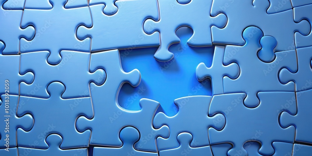 A Blue Puzzle with a Missing Piece Depicting the Concept of Incomplete Solutions A Blue Puzzle with a Missing Piece Depicting the Concept of Incomplete Solutions