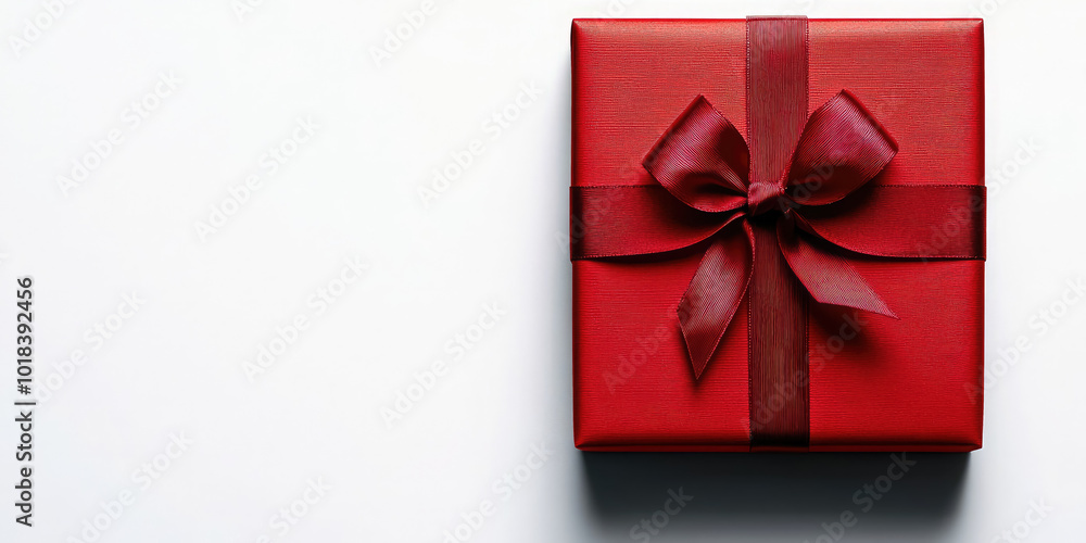 red gift box with satin ribbon on white background, bow, present, christmas, new year, holiday, gift wrapping, copyspace, place for text, postcard, xmas, valentine's day red gift box with satin ribbon on white background, bow, present, christmas, new year, holiday, gift wrapping, copyspace, place for text, postcard, xmas, valentine's day