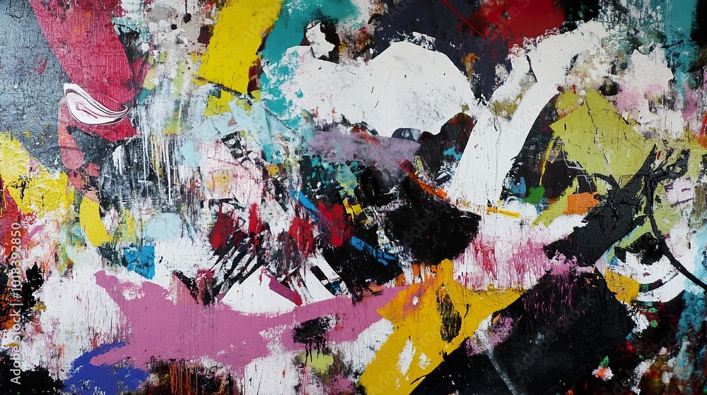 Fototapeta premium Abstract Expressionist Painting with Bold Colors and Dynamic Strokes