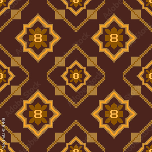 Pixel art pattern seamless for fabric geometric ethnic pattern seamless, design for fabric, textile, illustrations, needlework 