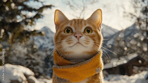 Cat in Snowy Mountains Finding Warmth and Resilience Amidst Challenges photo