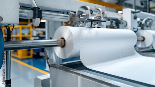 Polygraphy and Printing Press: A detailed image of an industrial printing press in action