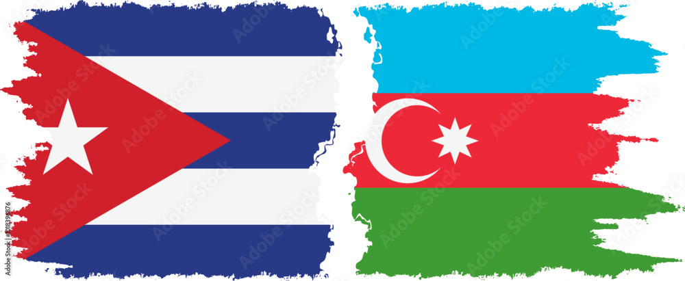 Azerbaijan and Cuba grunge flags connection, vector Azerbaijan and Cuba grunge flags connection, vector