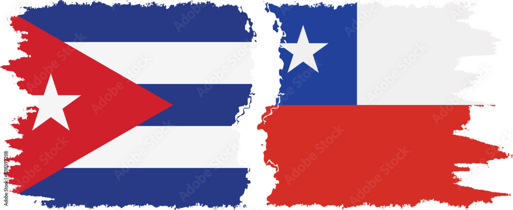 Chile and Cuba grunge flags connection, vector Chile and Cuba grunge flags connection, vector
