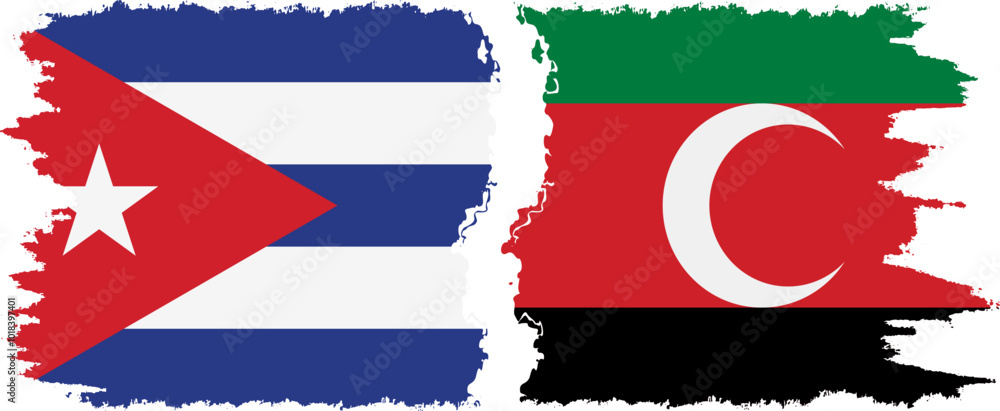 Darfur and Cuba grunge flags connection, vector Darfur and Cuba grunge flags connection, vector